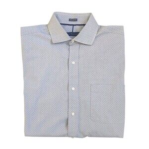 Tommy Hilfiger Men's Large 16 32-33 Regular Fit Dress Shirt Blue Micro Dots